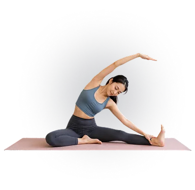 Yoga student in a gentle seated twist